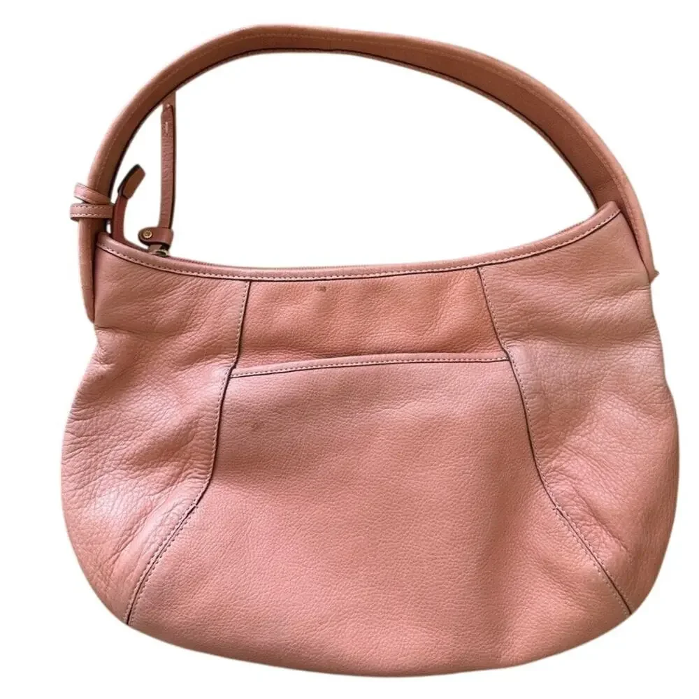 Vintage Liz Claiborne Coral Peach Pebbled Leather Y2K Hobo Shoulder Bag